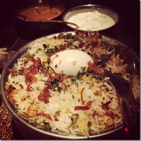 mutton biryani at golconda bowl